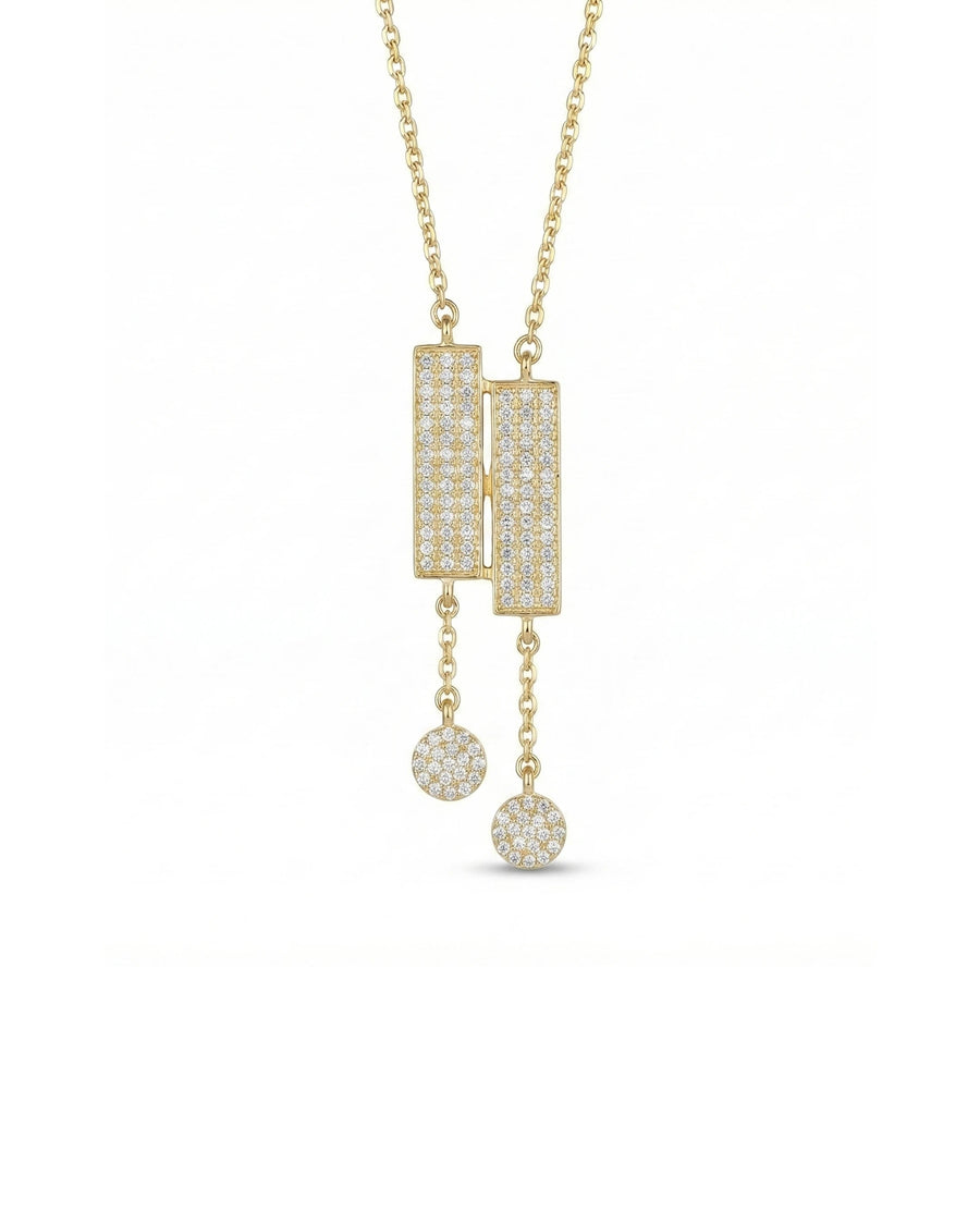 Art Deco Dual-Bar Lariat Necklace – 925 Sterling Silver