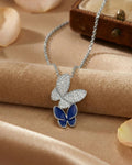 Midnight Butterfly Pavé Drop Necklace – 925 Sterling Silver