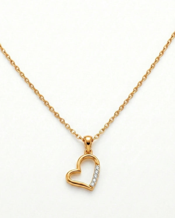 Graceful Open Heart Solitaire Necklace – 925 Sterling Silver