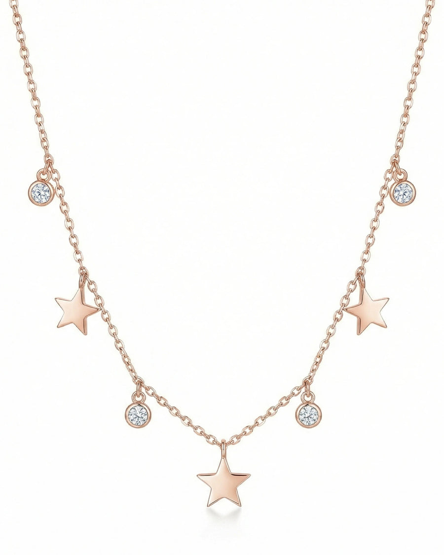 Celestial Stardust Station Necklace – 925 Sterling Silver