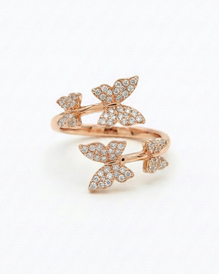 Whimsical Butterfly Meadow Wrap Ring – 925 Sterling Silver