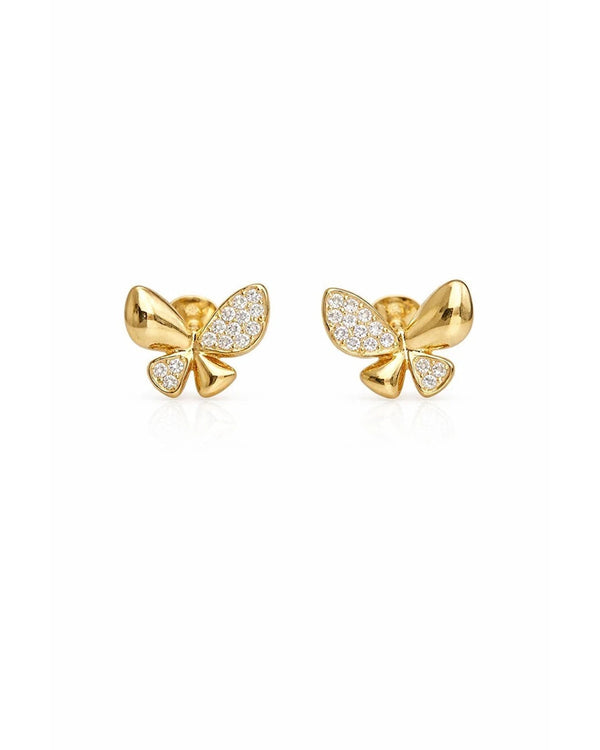 Whimsical Butterfly Pavé Stud Earrings – 925 Sterling Silver