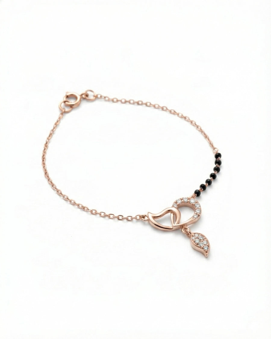 Amour Interlocking Heart Mangalsutra Bracelet – 925 Sterling Silver