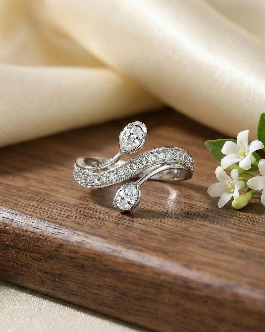 Duo Pear Serenity Wrap Ring – 925 Sterling Silver