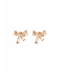 Polished Ribbon Bow Stud Earrings – 925 Sterling Silver