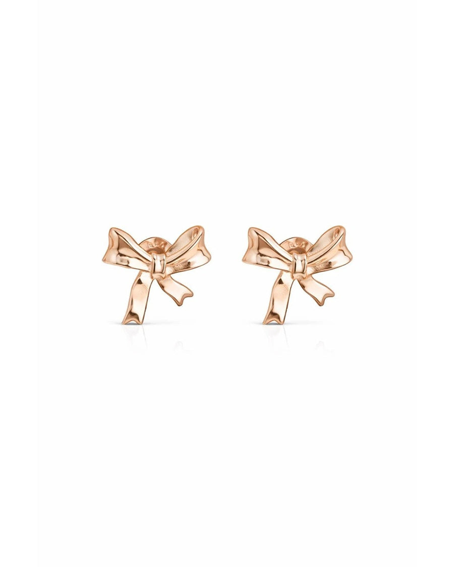 Polished Ribbon Bow Stud Earrings – 925 Sterling Silver
