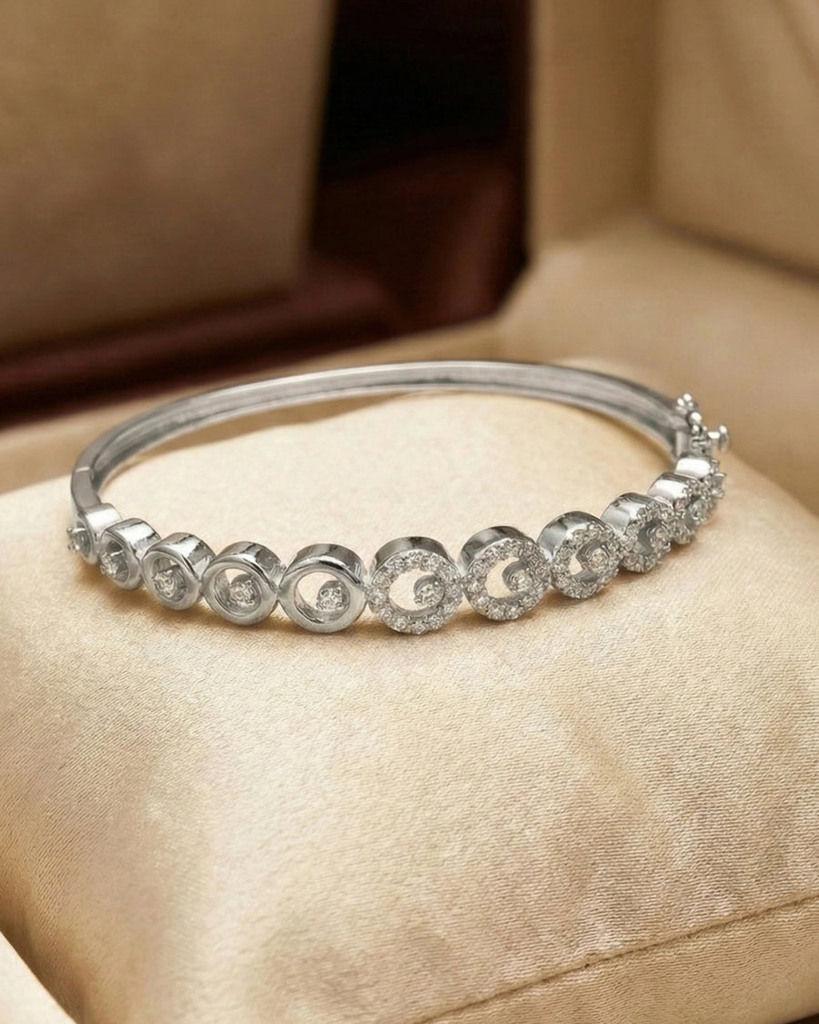 Imperial Crescent Halo Bangle – 925 Sterling Silver