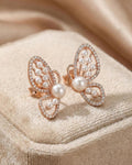 Graceful Butterfly Pearl Stud Earrings – 925 Sterling Silver