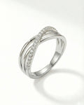 Infinity Cross Pavé Adjustable Band – 925 Sterling Silver