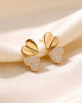 Sweetheart Duo Pave Stud Earrings – 925 Sterling Silver