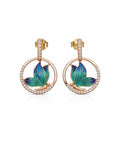 Emerald Glaze Butterfly Halo Earrings – 925 Sterling Silver