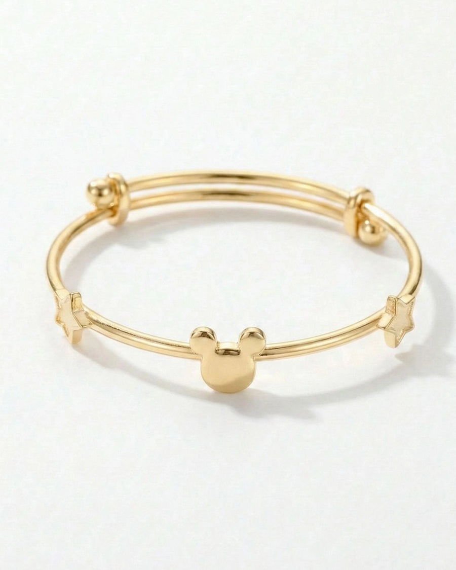 Silvonar 925 Sterling Silver Kids' Bangle – [Magic Mouse & Stars Adjustable Design]