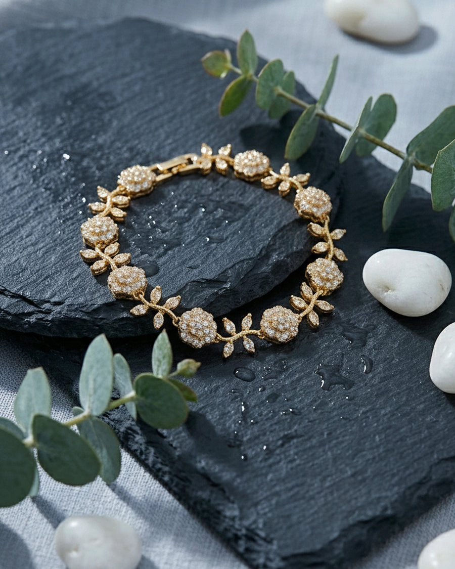 Golden Blossom Vine Bracelet – 925 Sterling Silver