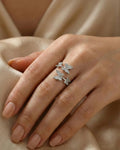 Whimsical Butterfly Meadow Wrap Ring – 925 Sterling Silver