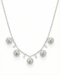 Golden Filigree Globe & Pearl Station Necklace – 925 Sterling Silver