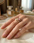 Enchanted Rose Quartz & Pearl Open Wrap Ring – 925 Sterling Silver