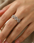 Geometric Zig-Zag Pavé Adjustable Band – 925 Sterling Silver