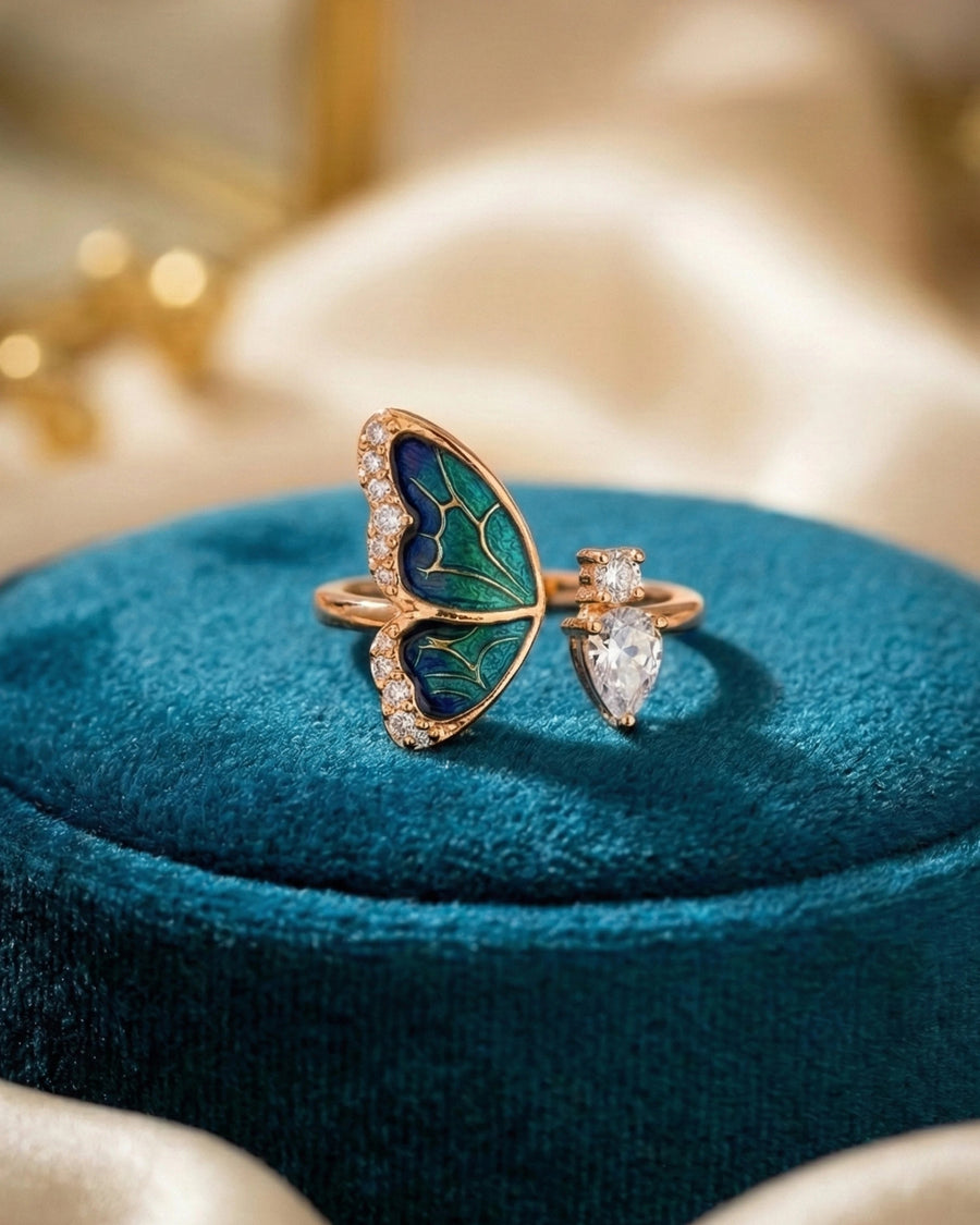 Iridescent Butterfly Dream Wrap Ring – 925 Sterling Silver