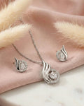 Silvonar 925 Sterling Silver Graceful Teardrop & Marquise Crystal Jewelry Set – Pendant Necklace and Earrings