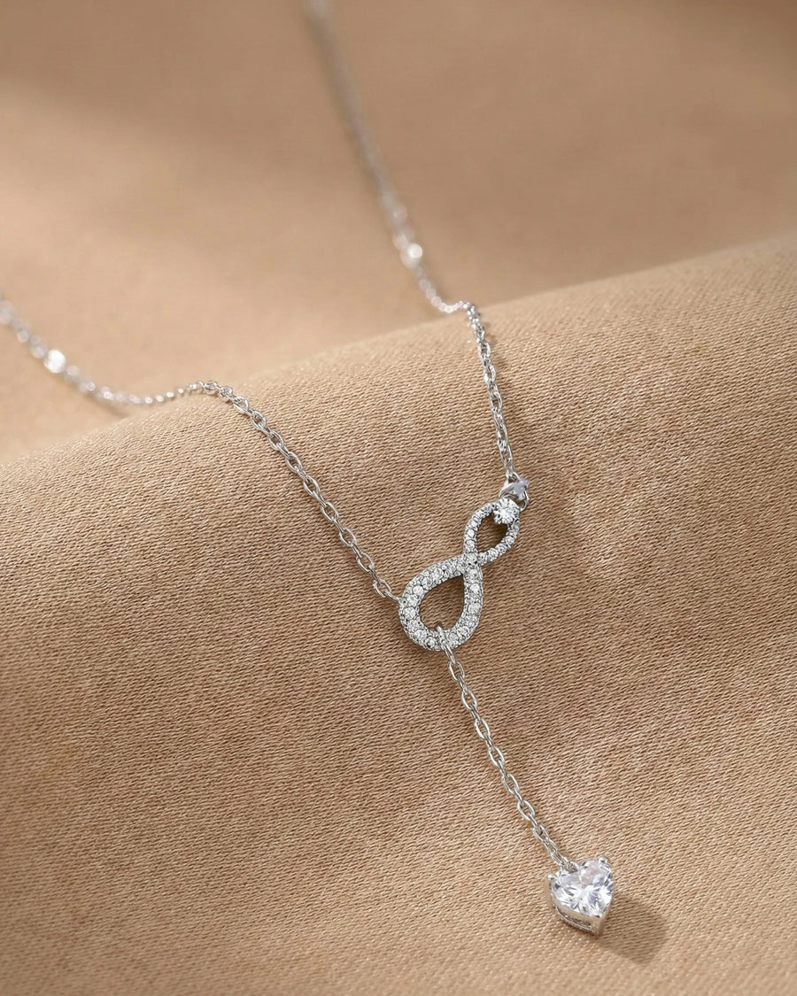 Eternal Infinity Heart Drop Necklace – 925 Sterling Silver