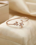 Pearl Floral Bloom Bangle - 925 Sterling Silver Adjustable Bracelet for Women