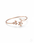 Pearl Floral Bloom Bangle - 925 Sterling Silver Adjustable Bracelet for Women