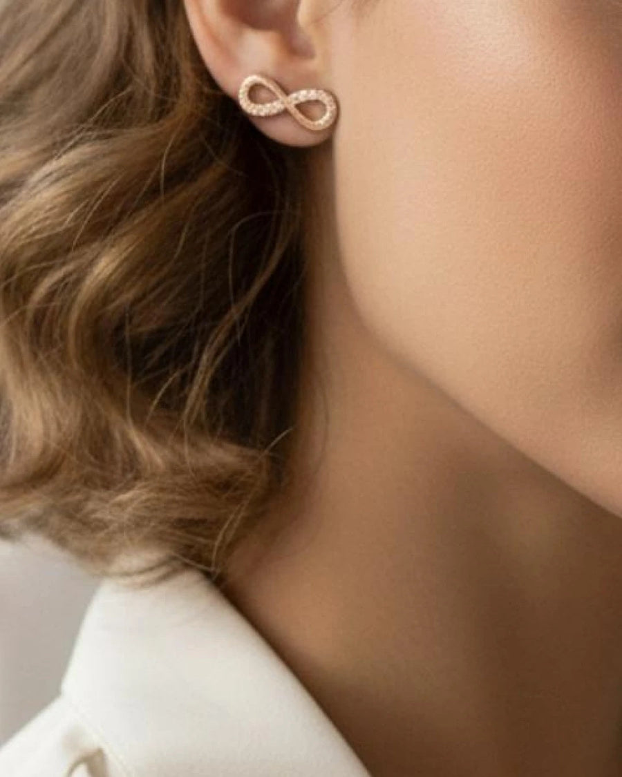 Eternal Infinity Pave Stud Earrings – 925 Sterling Silver