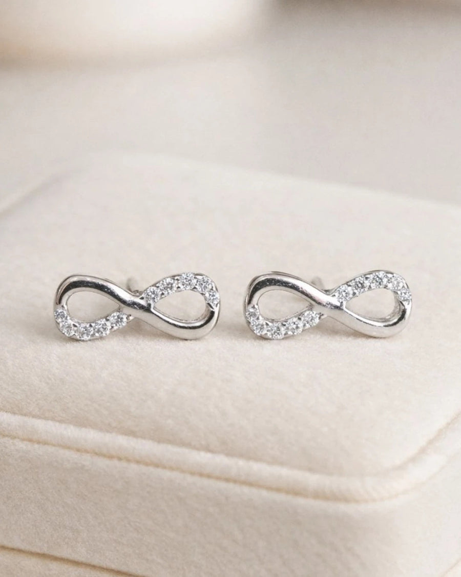 Eternal Infinity Pave Stud Earrings – 925 Sterling Silver