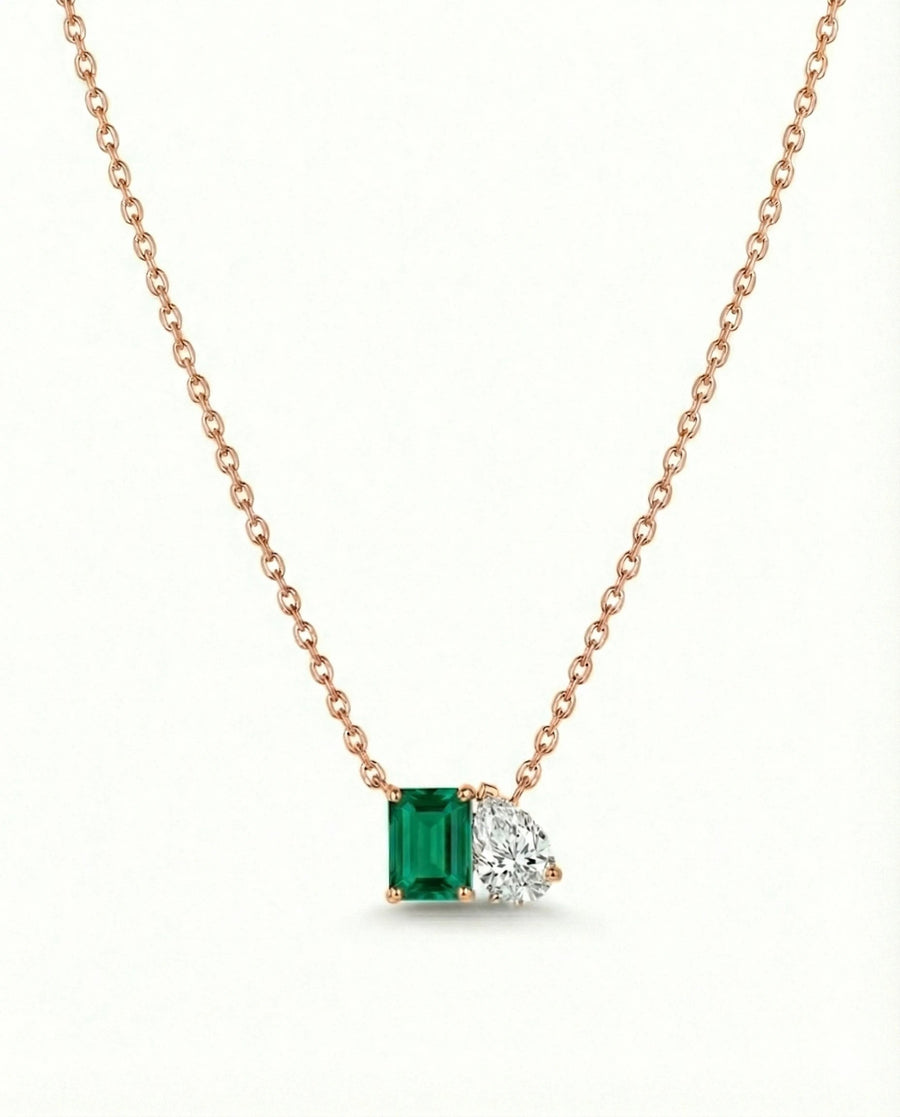 Emerald & Pear Brilliance Pendant – 925 Sterling Silver