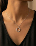 Entwined Halo Pavé Circle Necklace – 925 Sterling Silver