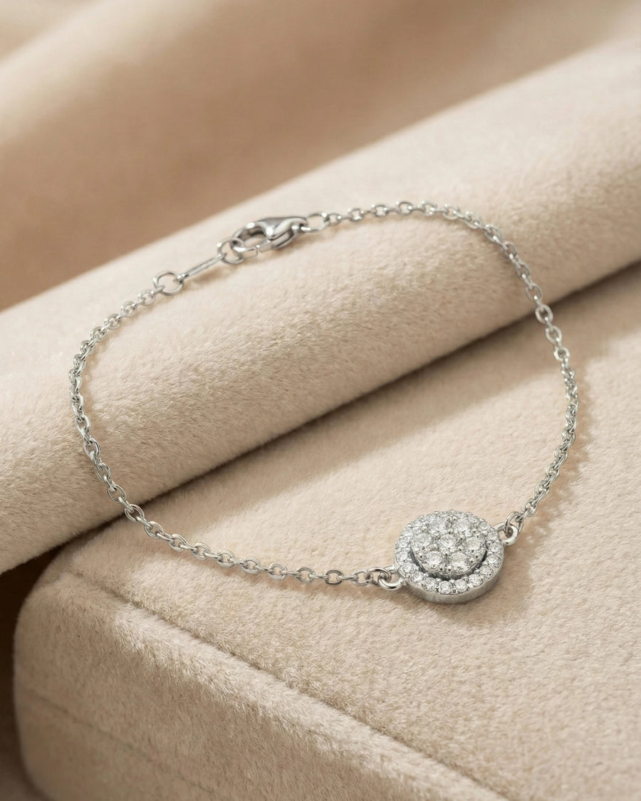 Celestial Halo Solitaire Bracelet – 925 Sterling Silver
