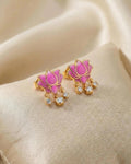Graceful Lotus Blossom Enamel Studs – 925 Sterling Silver