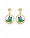 Emerald Glaze Butterfly Halo Earrings – 925 Sterling Silver