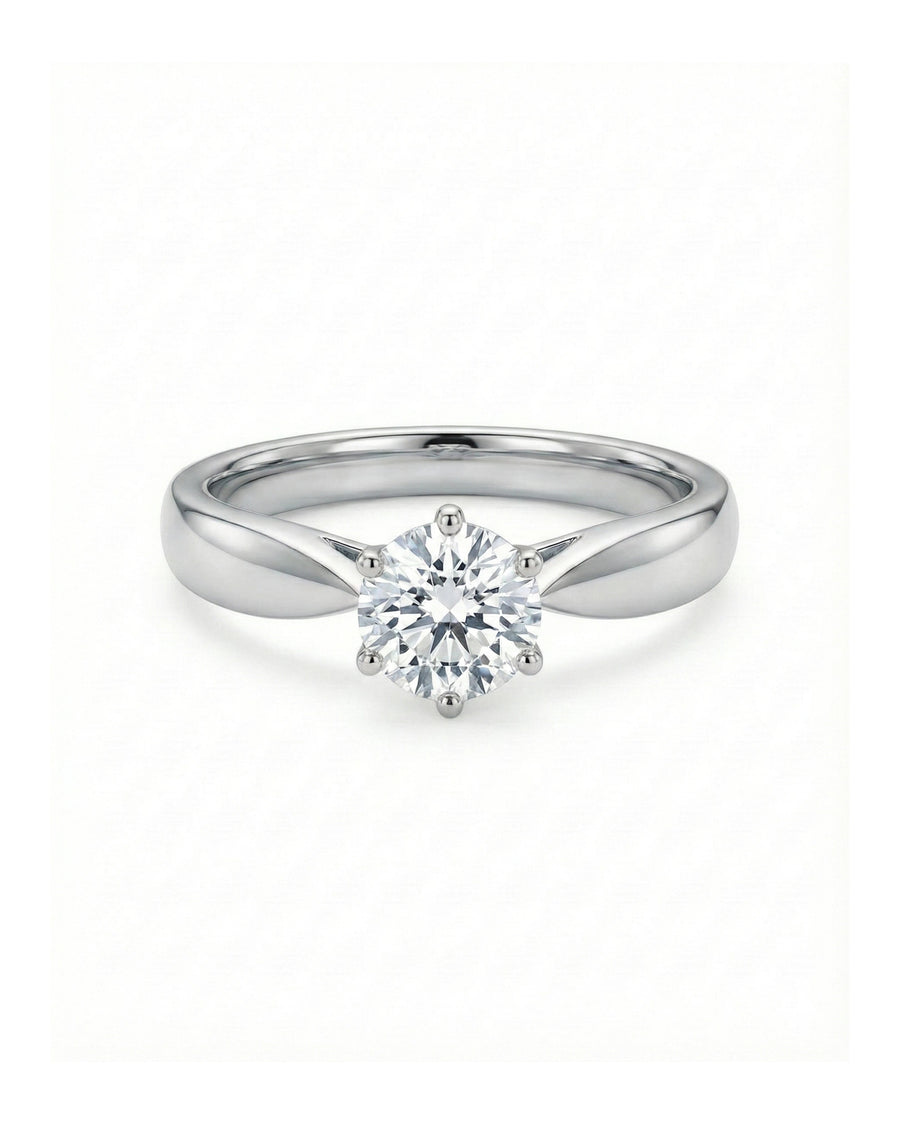 Starlight Solitaire Classic Ring – 925 Sterling Silver