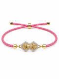 925 Sterling Silver Gold-Plated Shankh Charm Adjustable Pink Thread Bracelet for Women