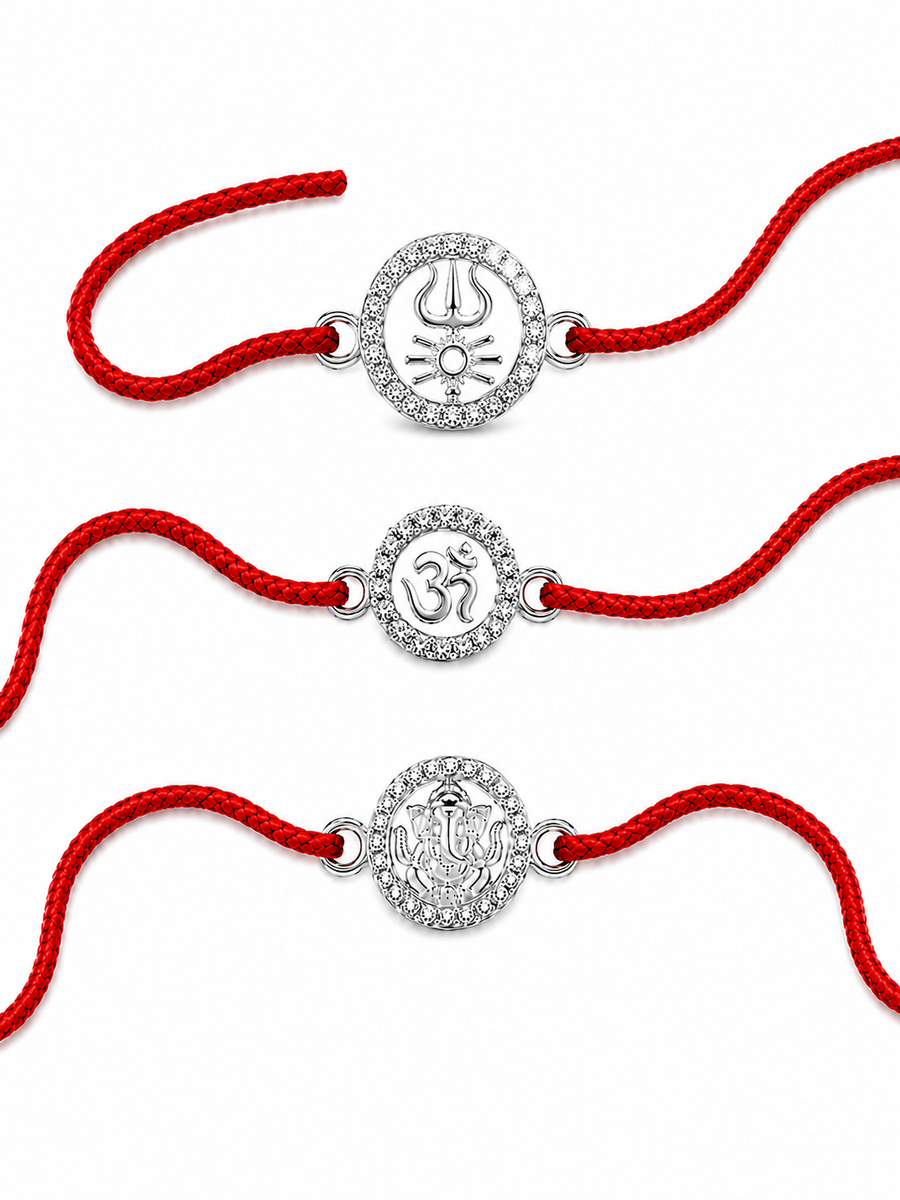 Classic Rakhi Combo of 3 — Silver