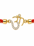 925 Sterling Silver Gold-Plated Om Charm Rakhi — close-up of the CZ-studded Om charm