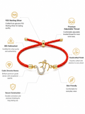 925 Sterling Silver Gold-Plated Om Charm Rakhi with red braided thread, product photo on white background