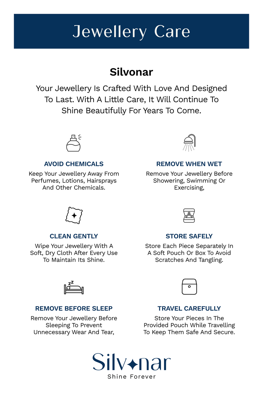 Silvonar 925 Sterling Silver Jewelry Set – [Interlocking Eternal Circles Design] — Care Guide, Silvonar 925 sterling silver jewellery