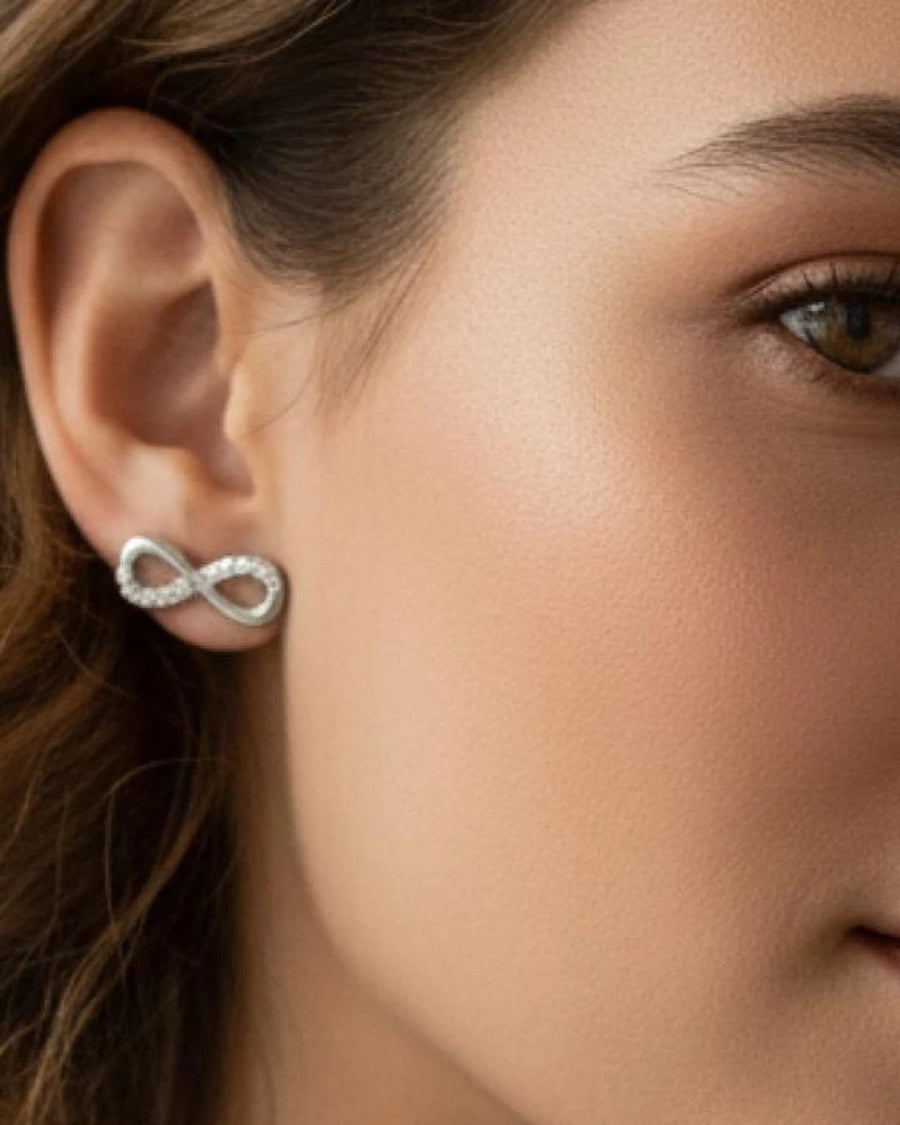 Eternal Infinity Pave Stud Earrings – 925 Sterling Silver