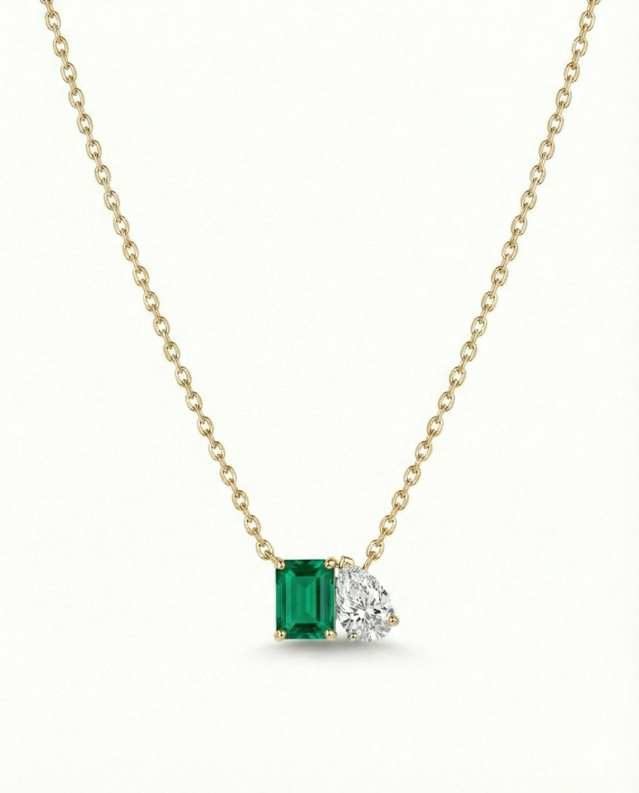 Emerald & Pear Brilliance Pendant – 925 Sterling Silver