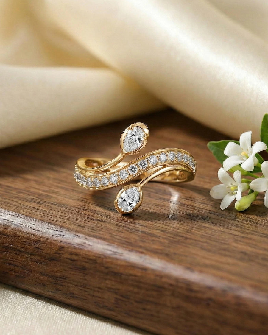 Duo Pear Serenity Wrap Ring – 925 Sterling Silver