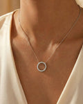 Ethereal Halo Circle Necklace – 925 Sterling Silver