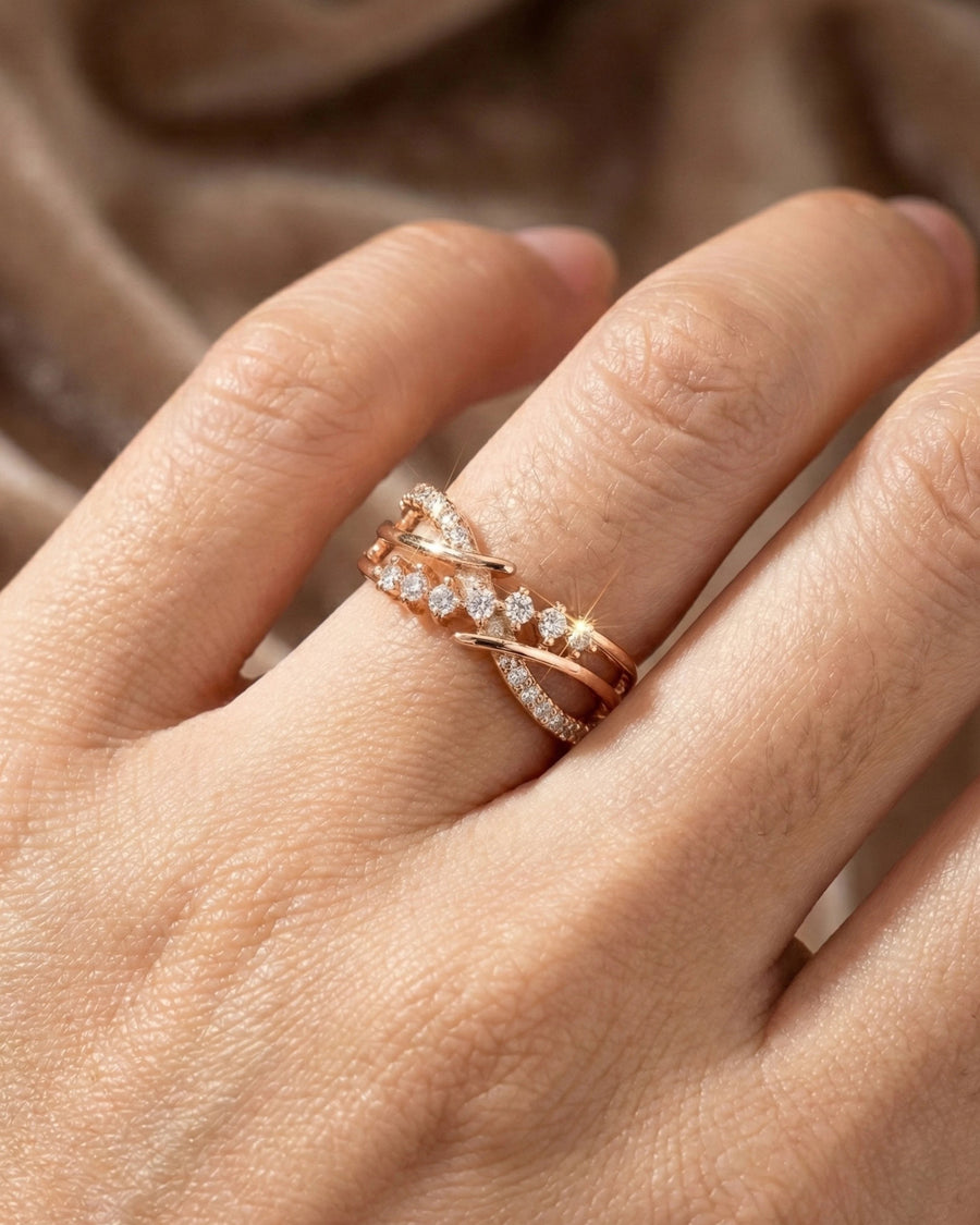 Starlight Interlace Pavé Adjustable Band – 925 Sterling Silver