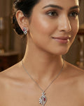 Silvonar 925 Sterling Silver Jewelry Set – Royal Ruby & Crystal Leaf Design