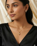 Silvonar 925 Sterling Silver Geometric Triangle & Floral Crystal Jewelry Set – Necklace and Earrings