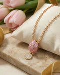 Graceful Tulip Bloom Enamel Necklace – 925 Sterling Silver