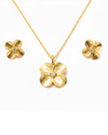 Silvonar 925 Sterling Silver Jewelry Set – [Brushed Four-Petal Blossom Design]