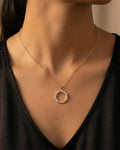 Entwined Halo Pavé Circle Necklace – 925 Sterling Silver