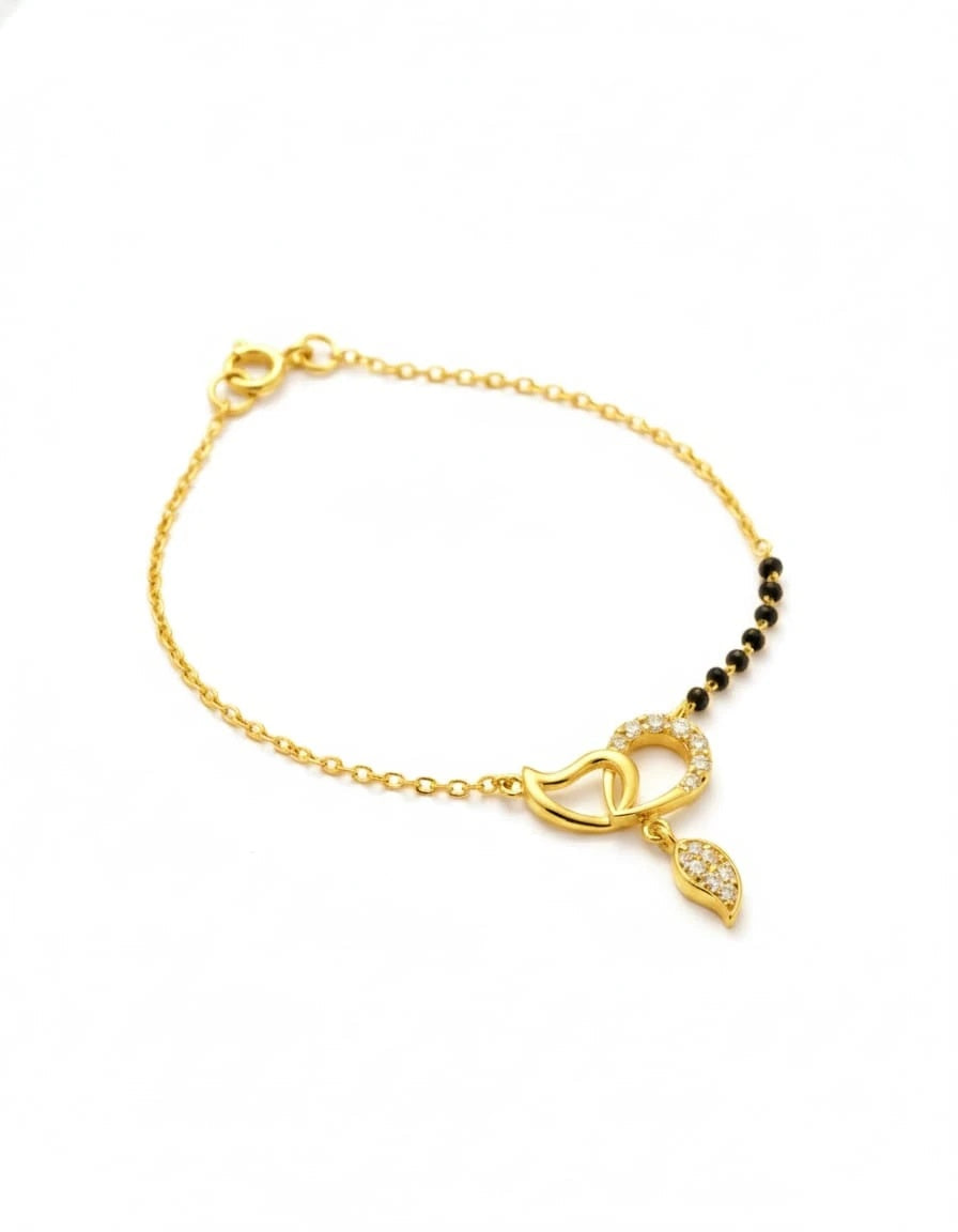 Amour Interlocking Heart Mangalsutra Bracelet – 925 Sterling Silver